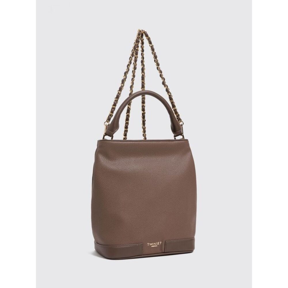 Twinset Women Twinset Grained Leather Bucket Bag With Chain Strap